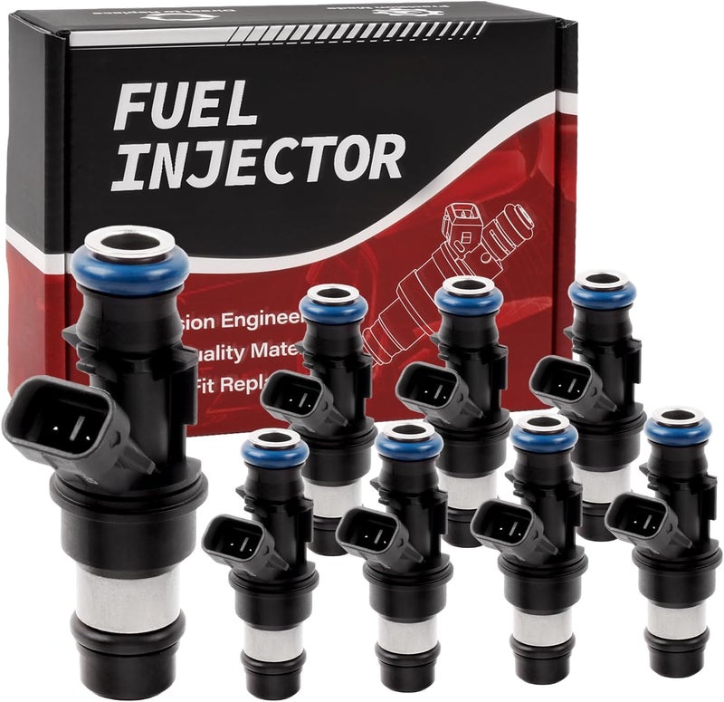 PYHAUTO Fuel Injector FJ315 Compatible with 2002-2005 Silverado 1500 2500 3500,2001-2003 Sierra 1500 2500 3500 4.8L 5.3L 6.0L,Replace 25317628, 17113698, 17113553, FJ10062 8pcs 2 Holes - Image 1